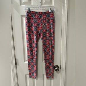 LuLaRoe Pink and Yellow Patterned Leggings